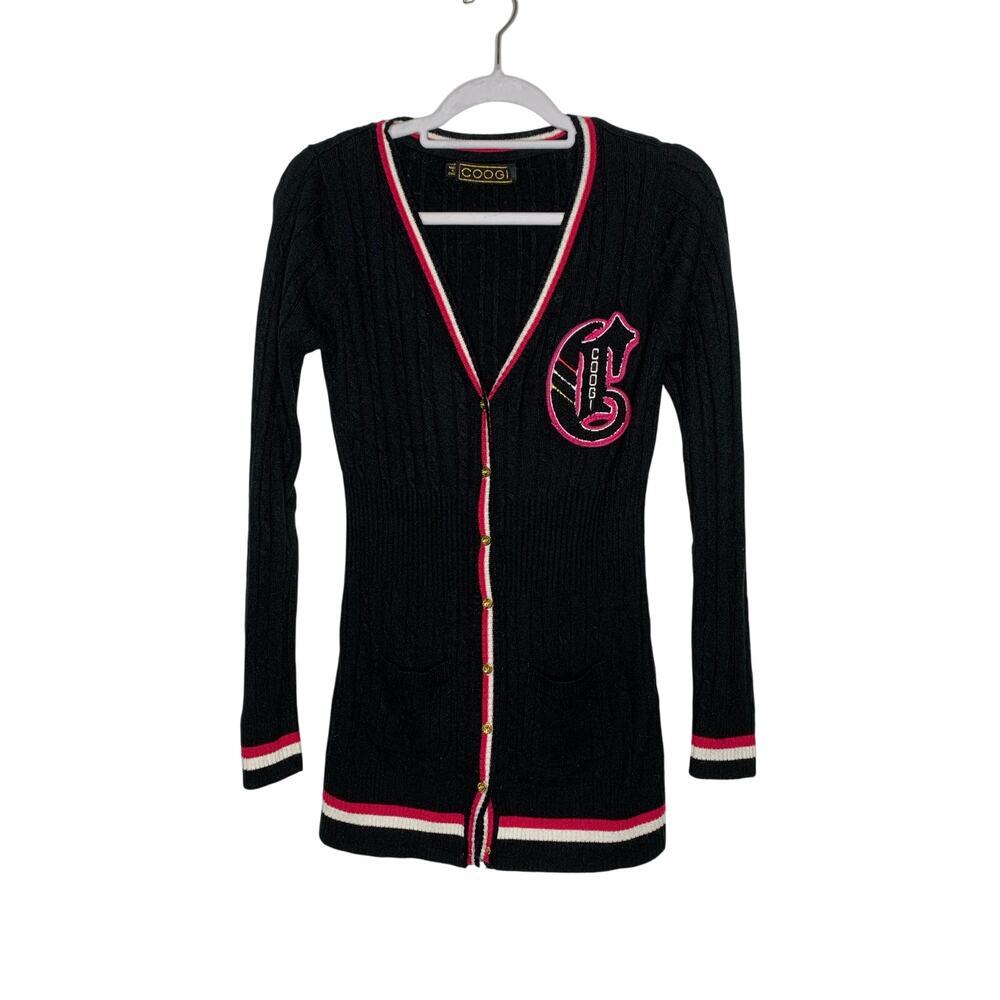 COOGI Vintage Academia Y2K Preppy Cable Knit Cardigan